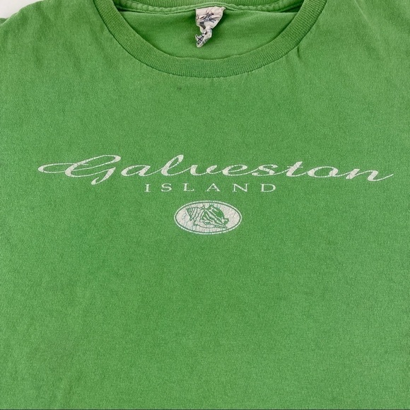 Delta Pro Weight Tshirt Mens Large Green Galveston Island Crew Neck Short Sleeve - Picture 10 of 10